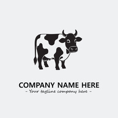 Cow illustration black and white for logo company vector image
