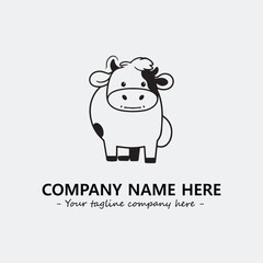 Cow illustration black and white for logo company vector image
