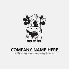 Cow illustration black and white for logo company vector image
