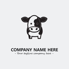 Cow illustration black and white for logo company vector image
