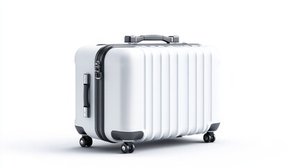 Fototapeta premium White rolling suitcase your perfect travel companion for seamless journeys and effortless style