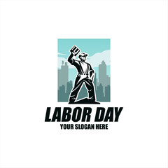 Labor Day Logo vector, Construction, worker logo design template, illustration