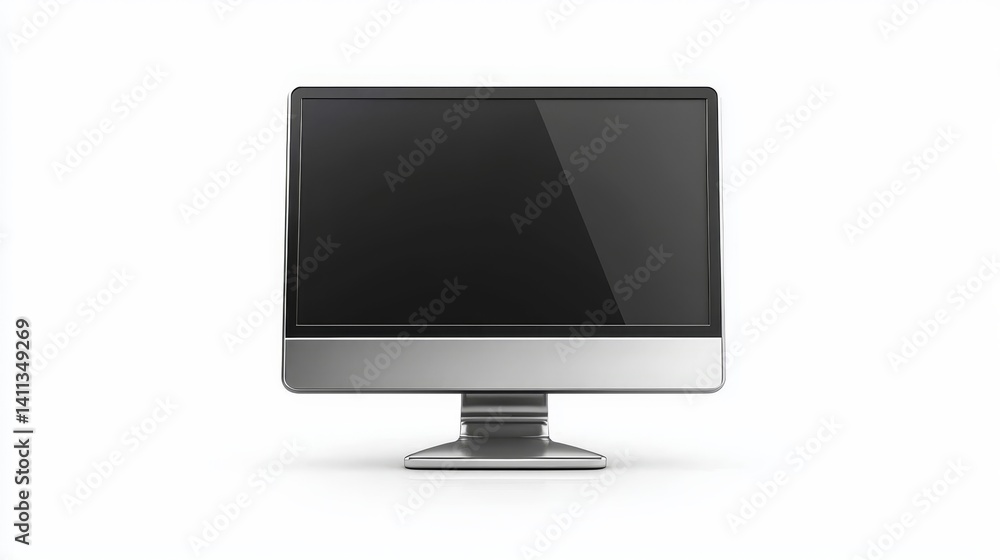Poster sleek computer monitor on white modern workspace essential for productivity and digital interface