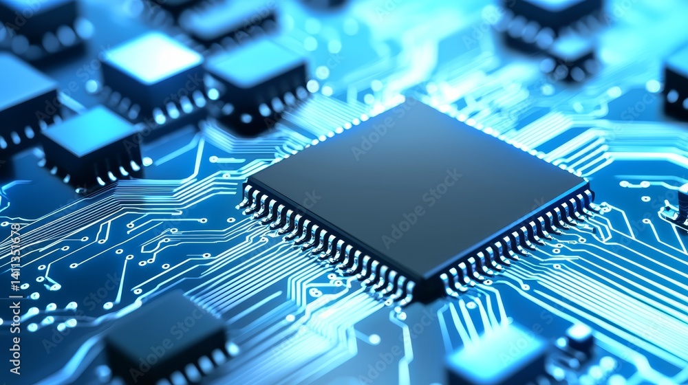 Aufkleber closeup of computer chip on circuit board exploring the intricacies of modern technology
