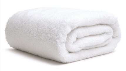 Soft white folded towel on white surface closeup of texture and cleanliness