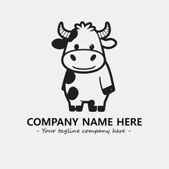 Cow illustration black and white for logo company vector image
