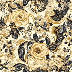 Seamless pattern Romantic floral paisley pattern, Persian pattern Indian floral pattern, Design for fashion , fabric, textile, wallpaper , wrapping and so on.Vintage-inspired floral paisley pattern 