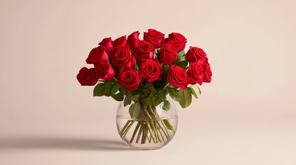 Fototapeta premium Elegant red roses in vase timeless symbol of love and affection for special occasions