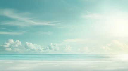 Obraz premium Pristine beachscape azure sky cotton clouds and soft sand tranquil coastal paradise