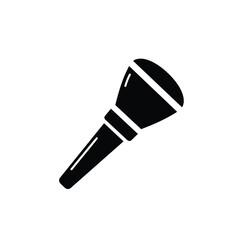 Minimalist Black And White Illustration Of A Makeup Brush For Cosmetic Beauty