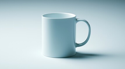 Fototapeta premium Crisp white mug on vibrant blue backdrop perfect for mockups and branding