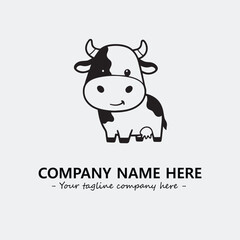 Cow illustration black and white for logo company vector image
