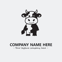 Cow illustration black and white for logo company vector image

