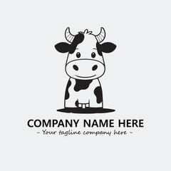 Cow illustration black and white for logo company vector image
