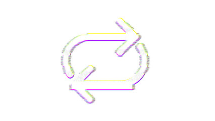 Icon repeat is distorted. Glitch. Noise, chromatic aberration, geometric distortion