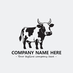 Cow illustration black and white for logo company vector image
