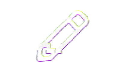 Icon pencil is distorted. Glitch. Noise, chromatic aberration, geometric distortion