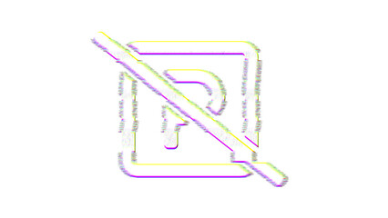 Icon parking slash is distorted. Glitch. Noise, chromatic aberration, geometric distortion
