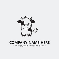 Cow illustration black and white for logo company vector image
