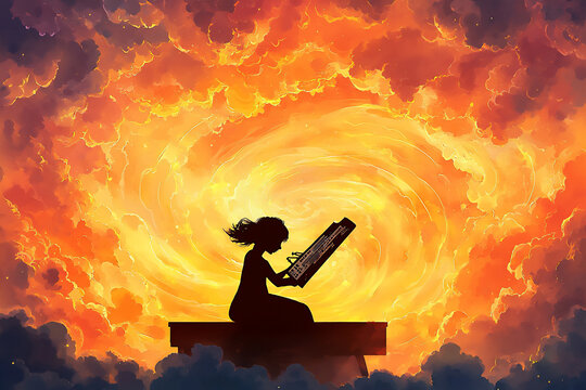 sunset swirling theremin
