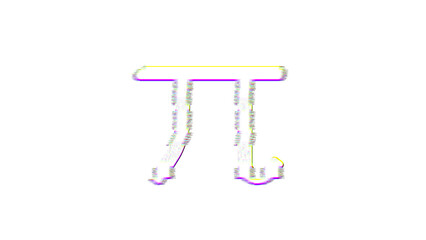 Icon pi is distorted. Glitch. Noise, chromatic aberration, geometric distortion