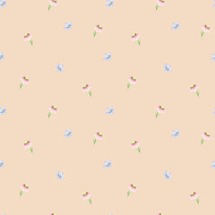 Simple pattern of small flowers watercolor