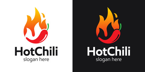 Hot chili logo design. Chili logo with fire design graphic symbol icon vector