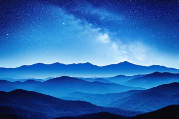 Fototapete Rund Night sky over mountains (3) © kribbox