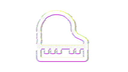 Icon piano is distorted. Glitch. Noise, chromatic aberration, geometric distortion