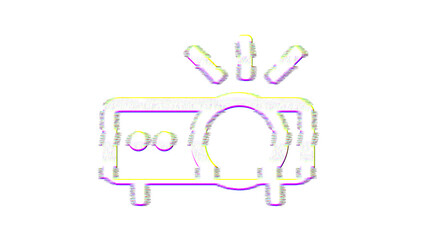 Icon projector is distorted. Glitch. Noise, chromatic aberration, geometric distortion
