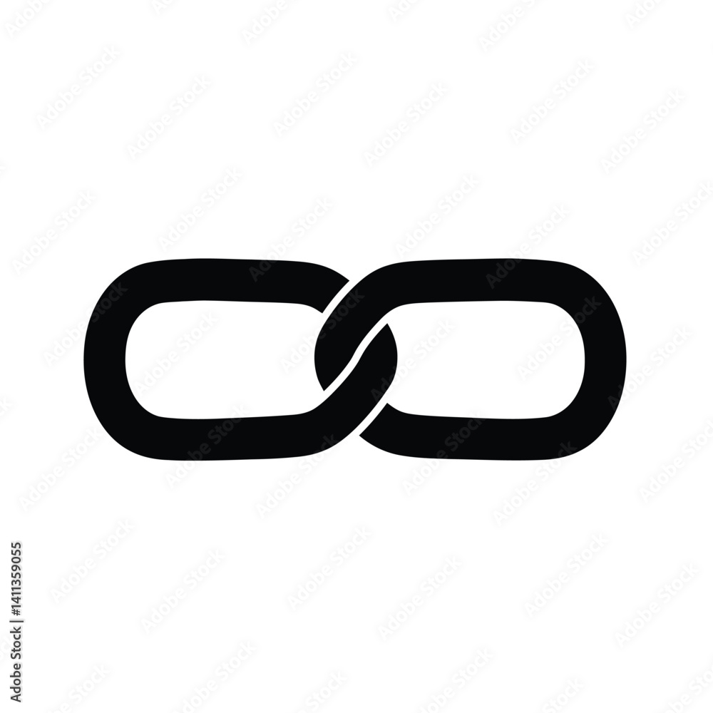 Poster interconnected chain links silhouette illustration represents connection and unity symbolically
