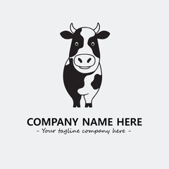 Cow illustration black and white for logo company vector image
