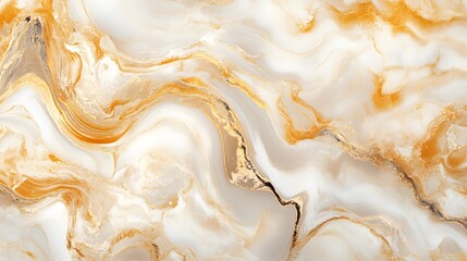 Gold and White Liquid Marble Texture in Vibrant Abstract Digital Art