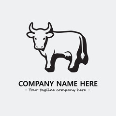 Cow illustration black and white for logo company vector image
