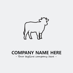 Cow illustration black and white for logo company vector image
