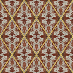 Ornament. Geometric seamless pattern. Illustration in stained glass style. Geometric openwork. Zigzag. Print for wallpaper, T-shirts, linens or textile, packing. Ceramic tile.