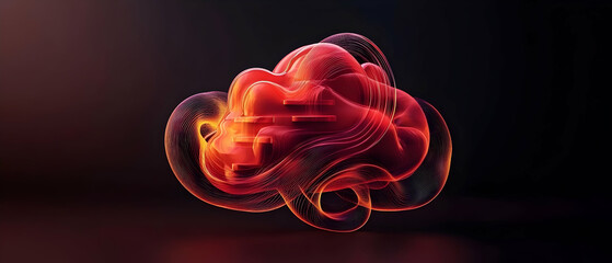 Abstract, vibrant, red, cloud-like form