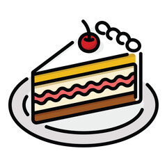 piece of cake on a plate vector illustration