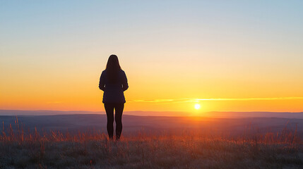 Fototapeta premium sunset standing meditation
