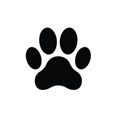 Black Silhouette Of A Dog Paw Print On White Background Simple Graphic