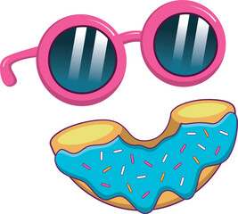 Smile Shape Donut with Glasses