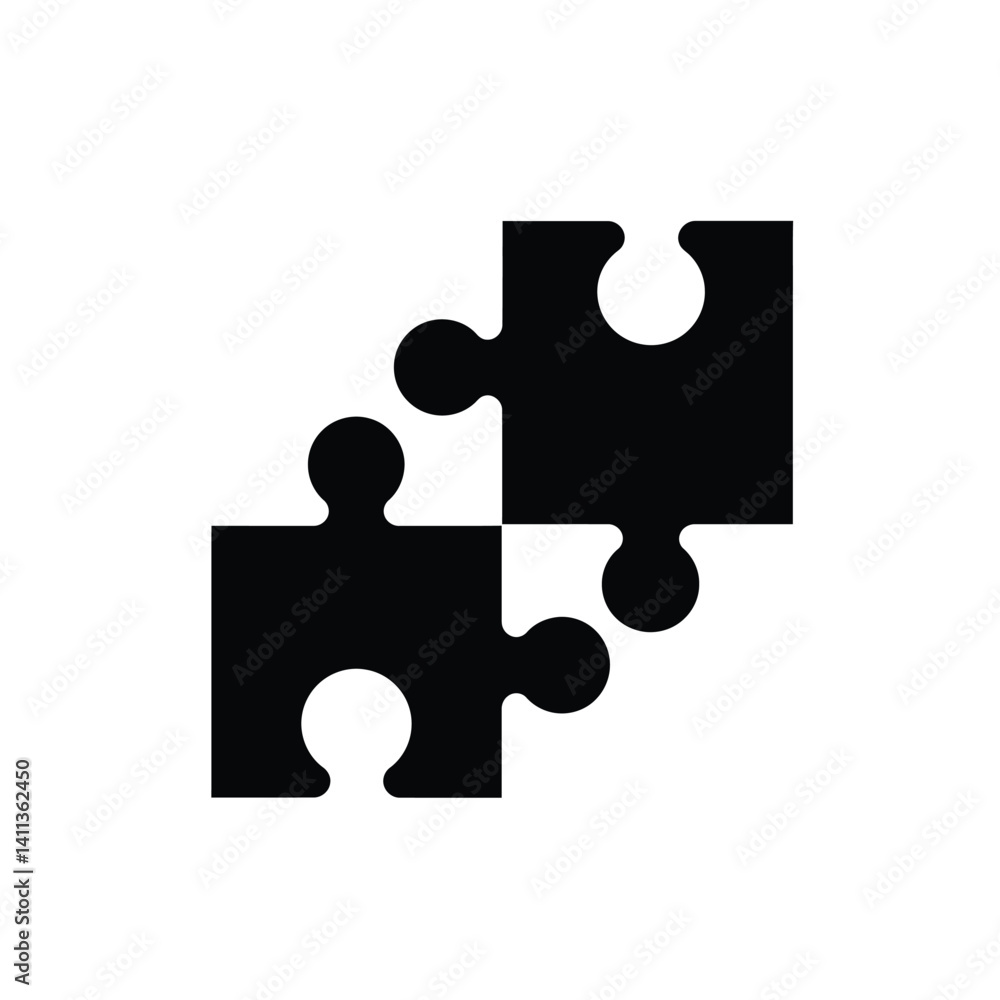 Poster interlocking puzzle pieces illustration representing connection and problem solving business concept
