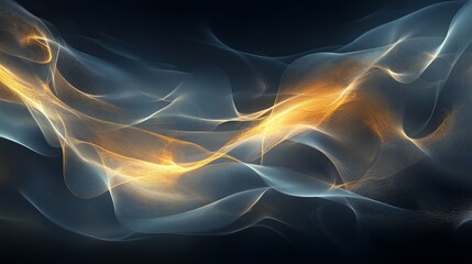 Fototapeta premium Abstract Gold And Blue Particle Waves On Dark Background
