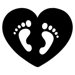 Minimalistic baby footprint icon inside a heart symbolizing love, care, and innocence