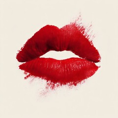 A close up of a red lipstick on a white background