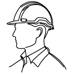 One line art architect portrait