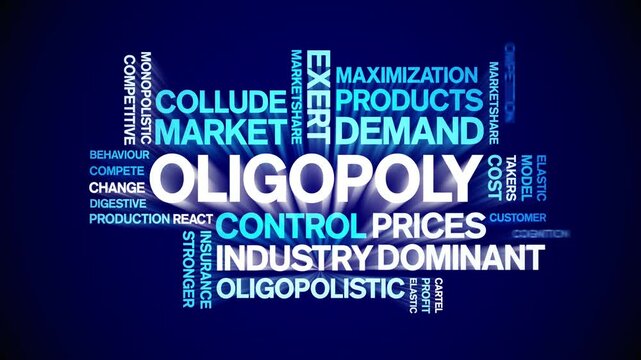 Oligopoly animated word cloud;text design animation tag kinetic typography seamless loop.