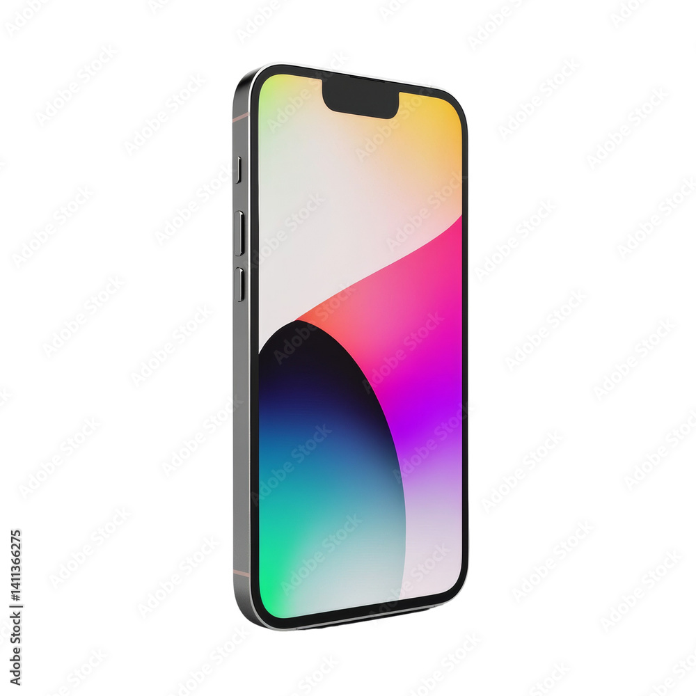 Poster sleek modern smartphone isolated on white background with vibrant display
