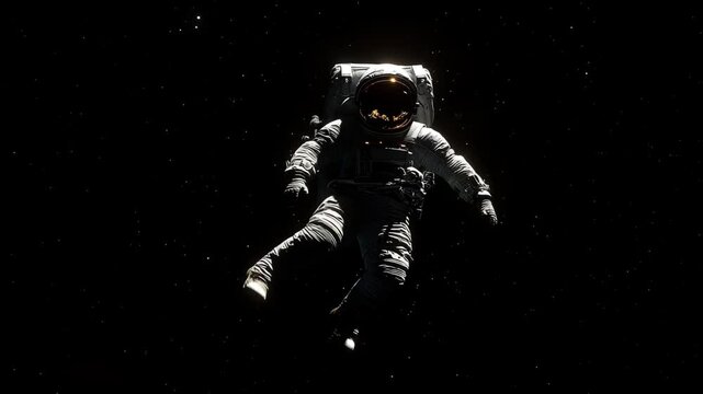 An astronaut floating in the endless void of space