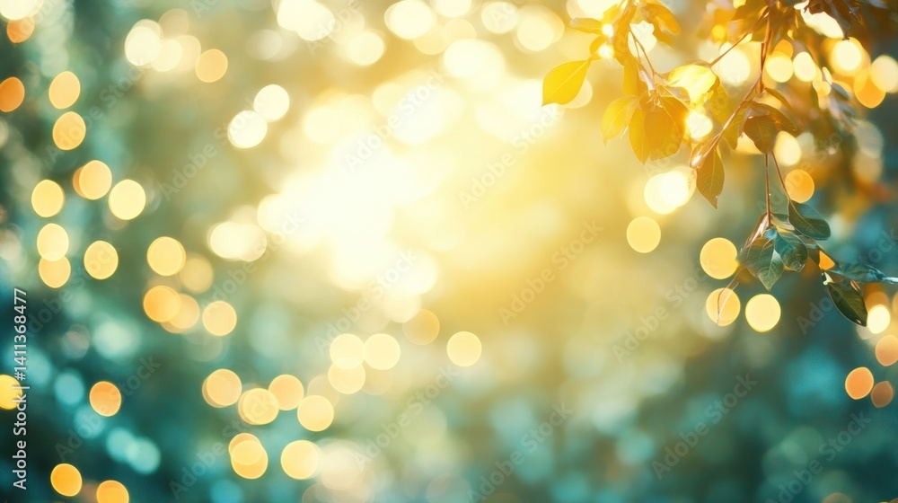 Poster enchanting ethereal glow amidst verdant foliage a captivating display of blurred lights creating a m